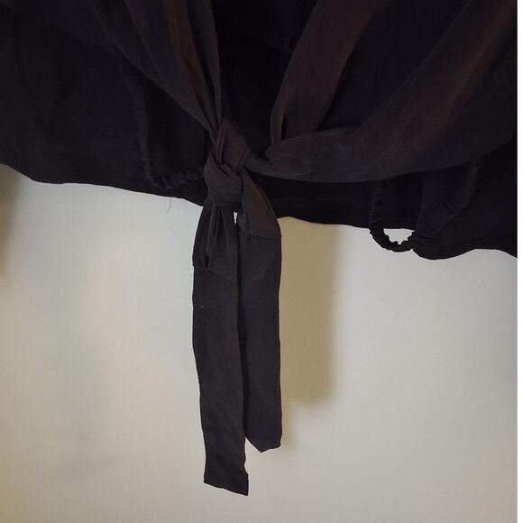 VINTAGE Anne Pinkerton 1980s Black Open Wrap Cardigan Blouse Size Medium - Picture 7 of 10